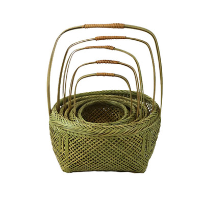 镂空采摘零食外出拍摄道具篮竹编