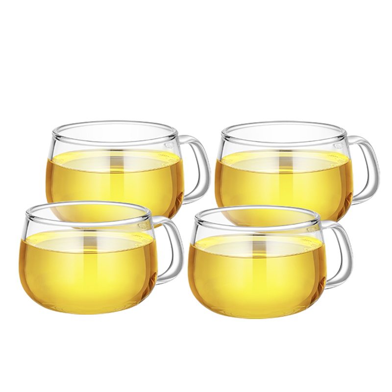 明尊牛奶杯4个简约风耐热玻璃杯