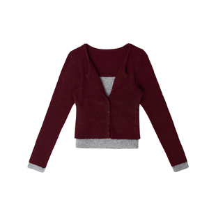 米米子微胖大码胖mm“妮式叠穿”宽松套头长袖纽扣假两件毛衣打底