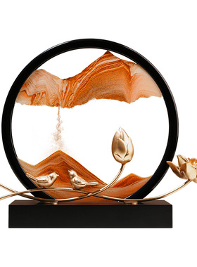 创意新中式荷塘月色流沙画沙漏摆件家居客厅办公室装饰品乔迁新居