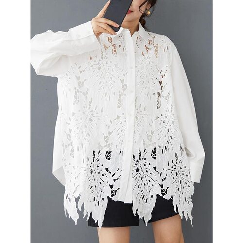 G 35414 Lace Crochet Blouse 蕾丝钩花衬衫 亚马逊跨境欧美