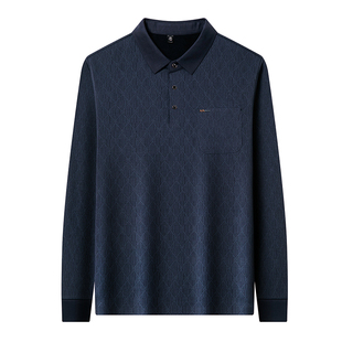 罗蒙2025冬季新款长袖翻领POLO衫男商务休闲加绒保暖爸爸装打底衫