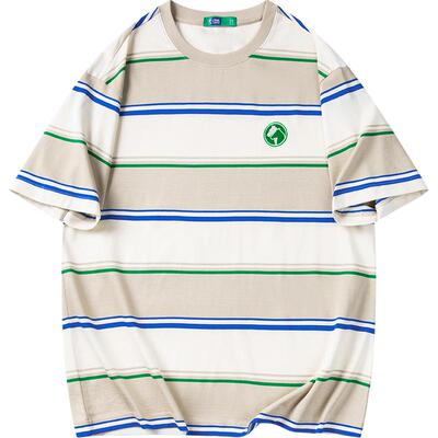 森马宽松纯棉条纹时尚短袖T恤男