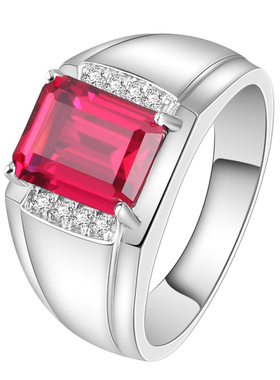 925银红宝戒指男高级感刻字