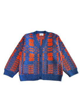 3Z清仓  英国 mabli FW24秋冬儿童花纹羊毛毛衣连帽披肩