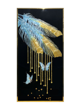 纯手工珐琅彩轻奢风蝴蝶掐丝挂画