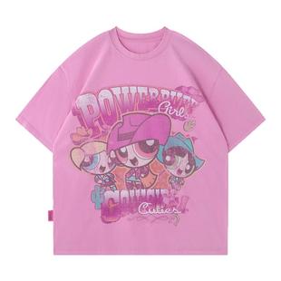 【飞天小女警联名】 BJHG不计后果复古卡通t恤女款夏宽松透气上衣