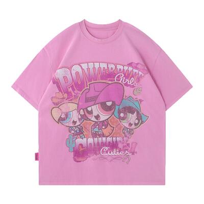 BJHG飞天小女警联名复古卡通t恤