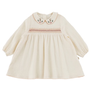 幼悠女童2026春季新款纯棉森系翻领连衣裙宽松透气女孩可爱裙子潮