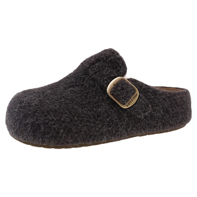 毛质勃肯鞋女厚底包头半拖鞋