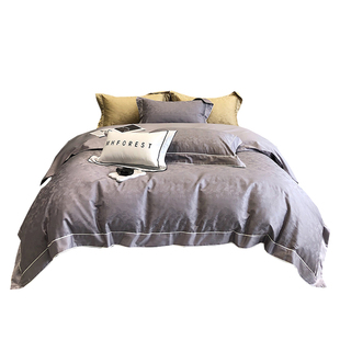 轻奢高端140支匹马棉四件套全棉提花被套纯棉样板房别墅奢华床品