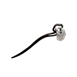 古风月牙流苏盘发发簪女新款汉服头饰木质发钗气质高级感檀木簪子