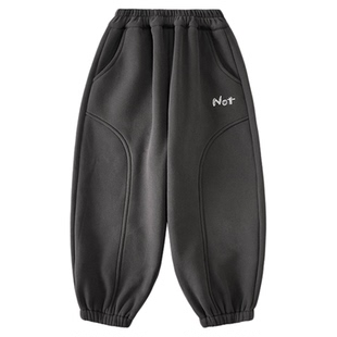 男童加绒裤子运动裤卫裤2025秋冬新款儿童加绒加厚保暖休闲裤子潮