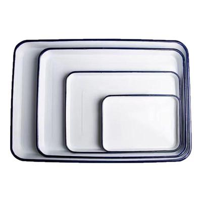 津都加厚搪瓷盘搪瓷托盘瓷方盘实验室用盘化工盘消毒盘实验室托盘