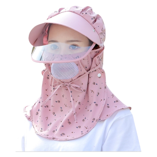 遮阳帽女士夏季遮全脸面罩干农活大帽檐透气防晒紫外线骑车太阳帽