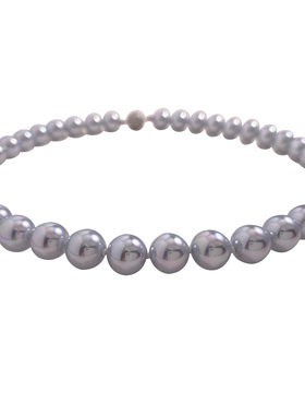 银蓝澳白/蓝玫瑰珍珠项链akoya真多麻渐变人造海水珍珠极光微伴彩