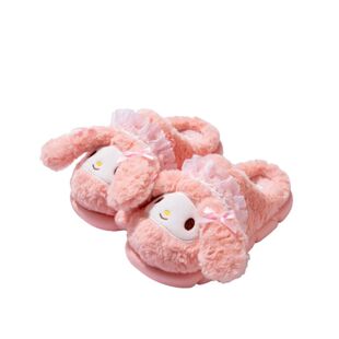 三丽鸥儿童棉拖鞋女童冬季居家室内防滑女孩凯蒂猫亲子毛宝宝拖鞋