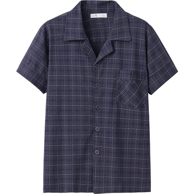 多俏美睡衣纯棉薄款宽松格子印花