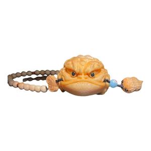 网红同款文玩竹根雕竹雕蟾蜍实心竹雕盘玩三足金蟾手把件玉竹把件