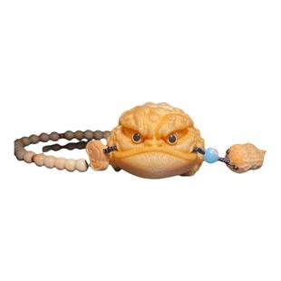 网红同款文玩竹根雕竹雕蟾蜍实心竹雕盘玩三足金蟾手把件玉竹把件