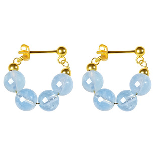 宫里上新海蓝宝耳钉女款天然水晶耳环蓝色宝石耳饰高级感生日礼物