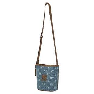 MLB官方正品25秋季新款牛仔老花水桶包女百搭通勤包包斜挎包BMMV5