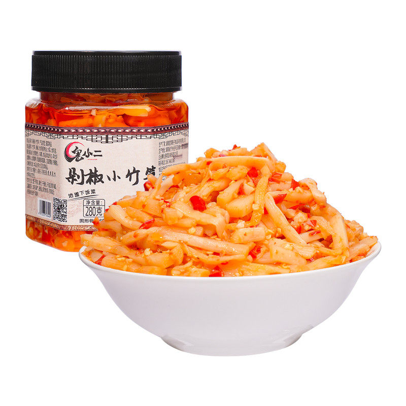 即食香辣竹笋下饭菜笋丝湖南特产小菜咸菜泡菜酱菜脆椒竹笋罐装