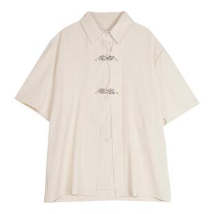 杨二大梦原创金属玫瑰扣衬衫夏款女高级感小上衣气质衬衣