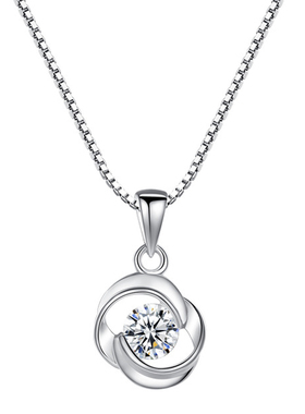 七夕情人节礼物纯银玫瑰项链