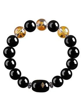 天然黑曜石属马三合化解手串