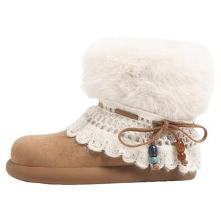 F21雪地靴女款2026新款冬季软底加绒加厚保暖抗寒超好看毛毛棉鞋