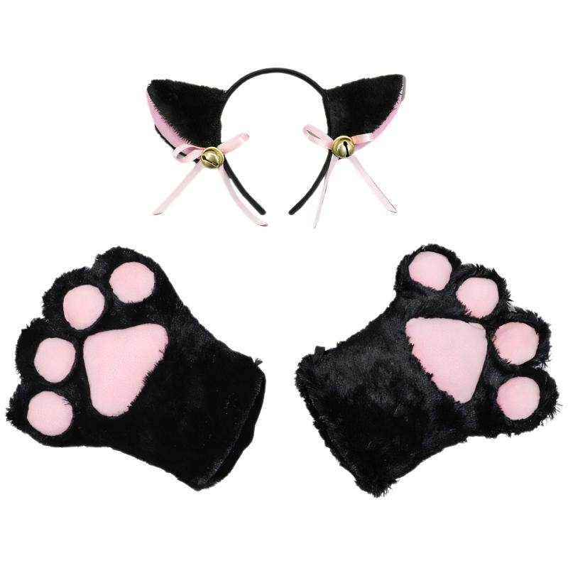 可爱日系猫爪Lolita发卡毛绒动物头饰铃铛猫耳朵发箍猫尾巴装饰女