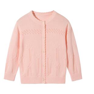 贝肽斯莱赛尔儿童针织开衫2026春夏新款女童镂空凉感空调衫外套
