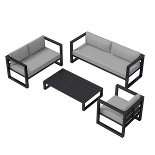 户外庭院沙发铝合金沙发组合房地产露天接待沙发阳台休闲防水家具