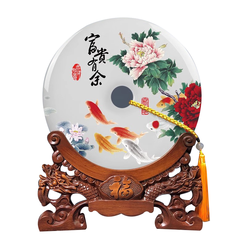 天然玉石平安扣摆件新中式礼物客厅玄关家居饰品客厅吉祥招财摆件