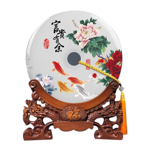 天然玉石平安扣摆件新中式装饰品