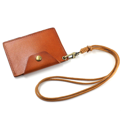 日韩植鞣牛皮卡套复古员工证定制