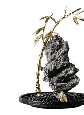 竹报平安摆件客厅办公室装饰品