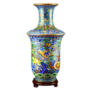 创汇回流北京景泰蓝花瓶22寸双龙戏珠披肩瓶手工铜胎掐丝珐琅摆件