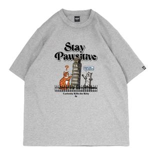 DAKYAM(达人)2025S/S Paws & Freedom 好奇猫咪斜塔印花短袖TEE恤