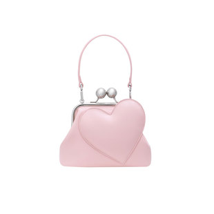 LOOOPS官方店 牛皮斜挎手提原创学院风情人节礼物怦怦爱心口金包