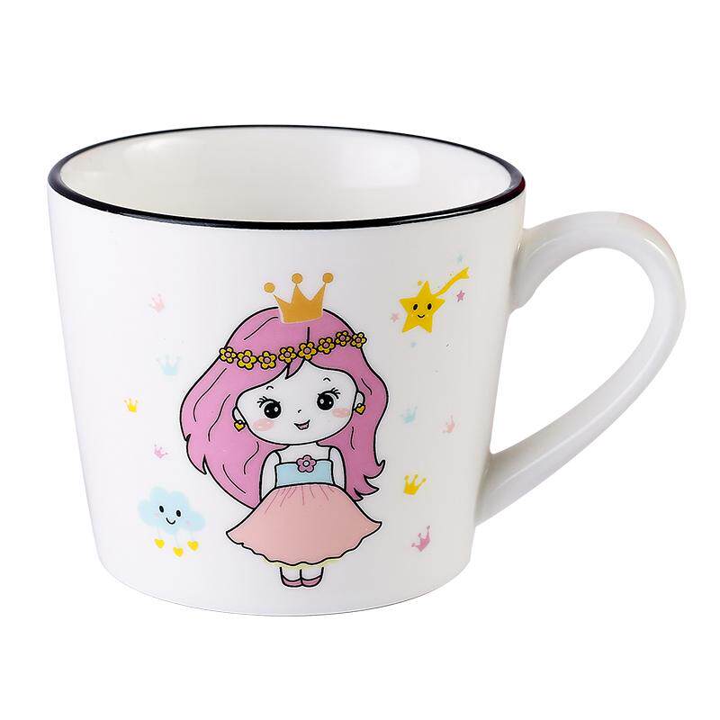 可爱公主马克杯儿童早餐杯水杯牛奶杯子陶瓷果汁杯可微波炉加热