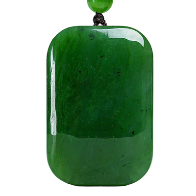 印象眸和田玉碧玉吊坠碧玉平安无事牌男女款玉挂坠项链新年礼物