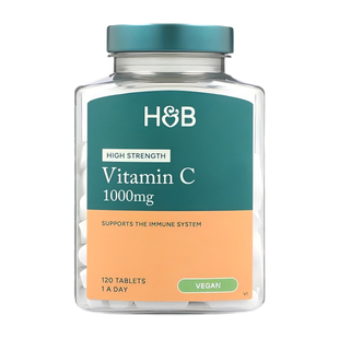 保税仓 英国Holland&Barrett荷柏瑞维生素C片1000mg120粒玫瑰果VC