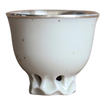 纯银时代太湖石瓷包银中式功夫杯