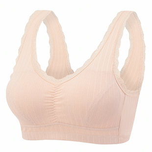 运动内衣女无钢圈聚拢妈妈内衣纯棉背心式中年胸罩中老年文胸大码