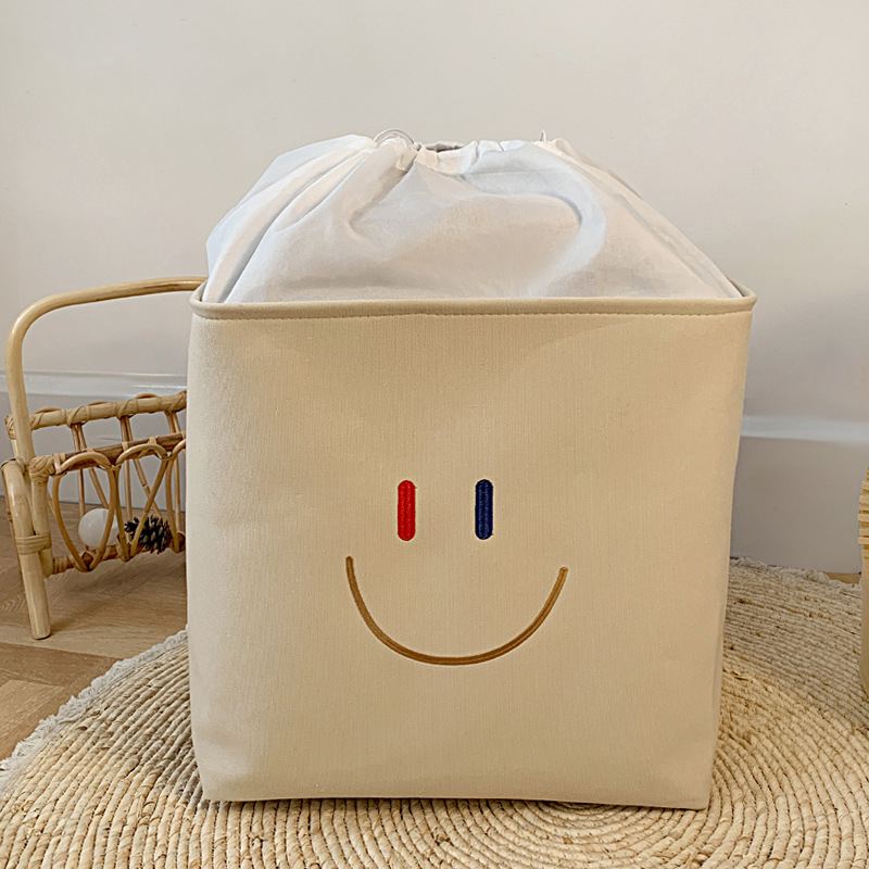 加厚帆布卡通刺绣带束水洗袋桶口折叠衣服筐被子防尘收纳收纳衣柜