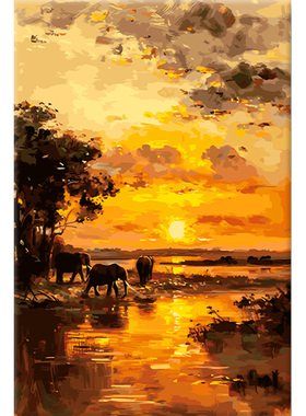 数字油画DIY填色手工填充风景