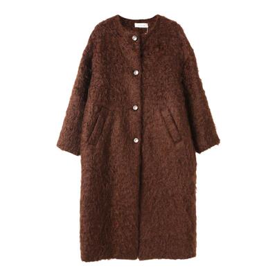 西町村屋慵懒马海毛长款大衣女