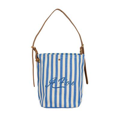 高质量原创大容量条纹字母帆布包